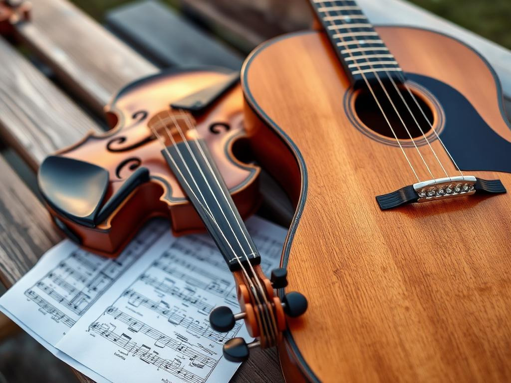 Geige und Gitarre in der Pause – gleich geht es weiter