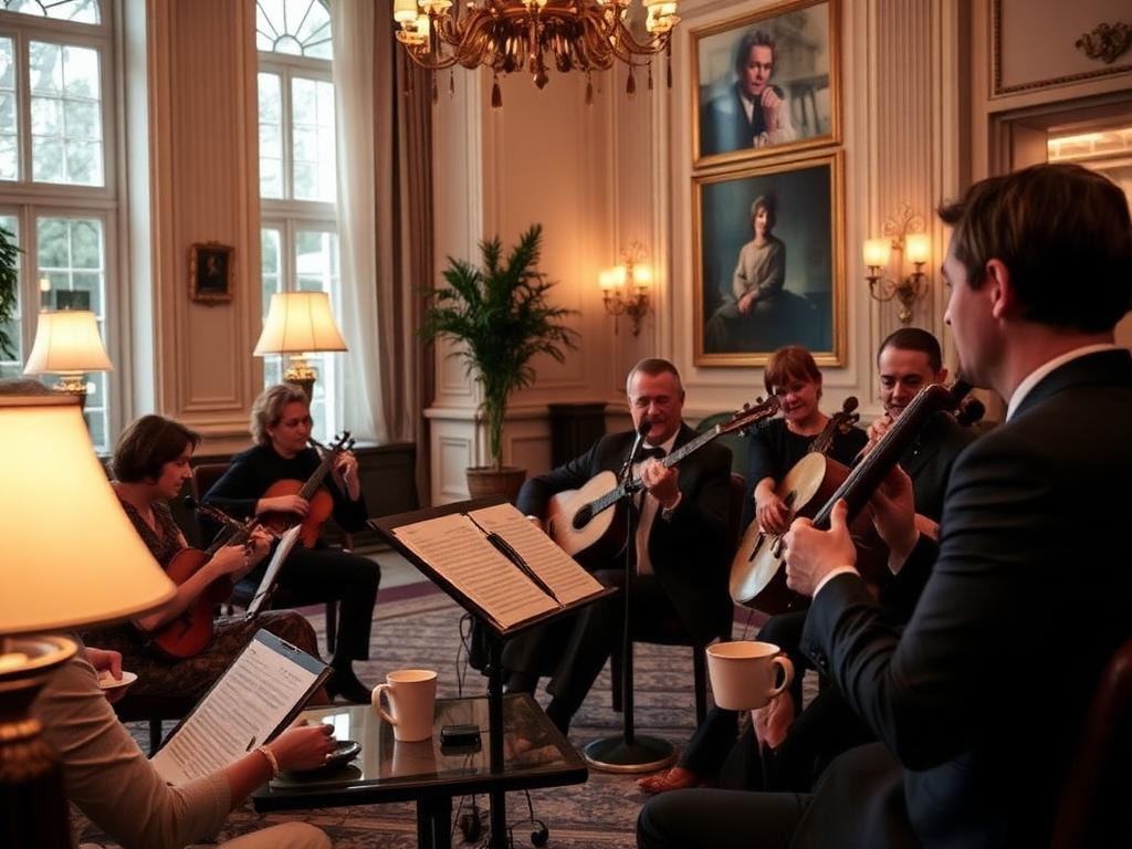 Salonmusik zum Kaffee in der Hotelhalle